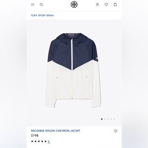Tory Burch Packable Nylon Chevron Jacket (Windbreaker)